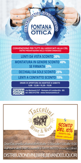 ScontO DEL 10% - CISL FP Bergamo