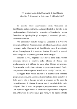 49° anniversario della Comunità di Sant`Egidio Omelia, S. Giovanni