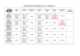 Planning Generale Allenamenti 6 &ndash; 12 feb 2017