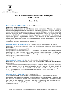 Lezione N&deg; 1 del - Istituto di Medicina Biointegrata