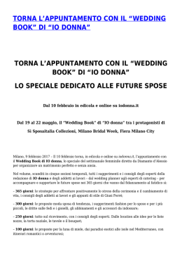 TORNA L`APPUNTAMENTO CON IL “WEDDING BOOK” DI “IO