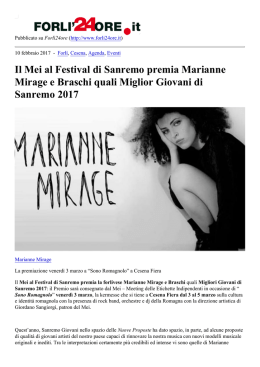Il Mei al Festival di Sanremo premia Marianne Mirage
