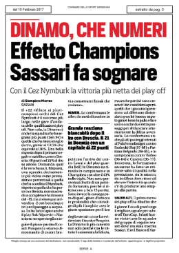 Effetto Champions Sassari fa sognare