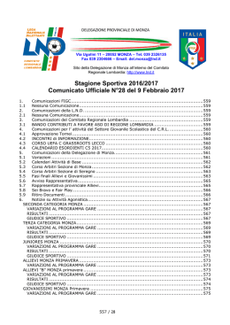 Stagione Sportiva 2016/2017 Comunicato Ufficiale N°28 del 9