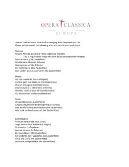 Opera Classica Europa Institute for Emerging Artist Required Aria