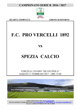 F.C. PRO VERCELLI 1892 vs SPEZIA CALCIO