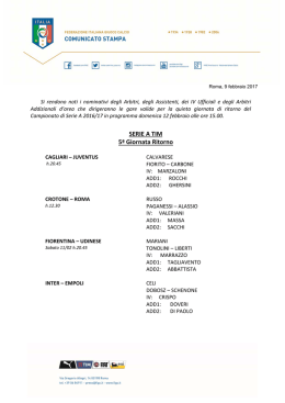 SERIE A TIM 5&ordf; Giornata Ritorno