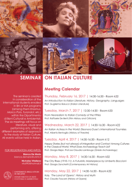 on italian culture seminar - Dipartimento di Beni culturali e ambientali