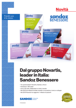 Dal gruppo Novartis, leader in Italia: Sandoz Benessere