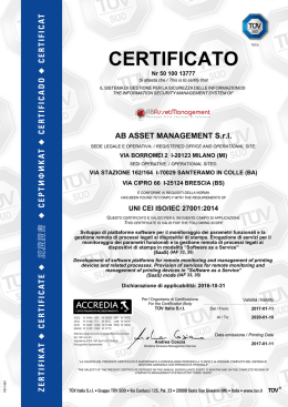 è certificato secondo lo standard ISO/IEC 27001: 2014