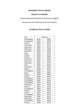 PLACEMENT TEST DI INGLESE FACOLTA` DI SCIENZE