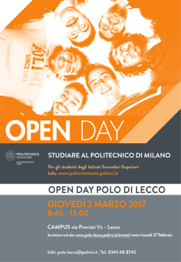 giovedì 2 marzo 2017 open day polo di lecco