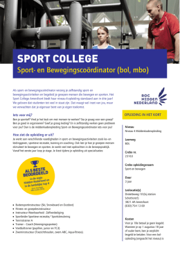 Sport- en Bewegingscoördinator (bol, mbo) - Sport College