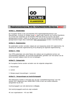 Reglementering MTB YOUNGSTERS Series 2017