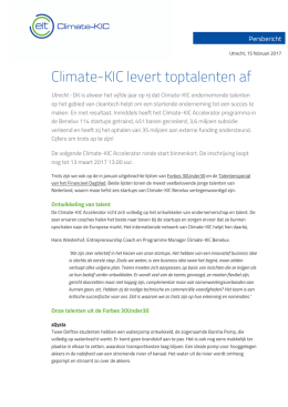 Persbericht - Climate-KIC