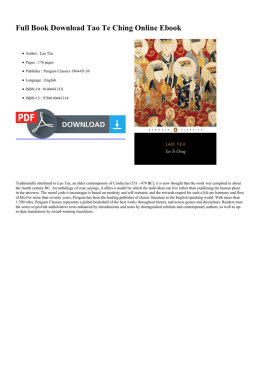 Full Book Tao Te Ching Online Ebook