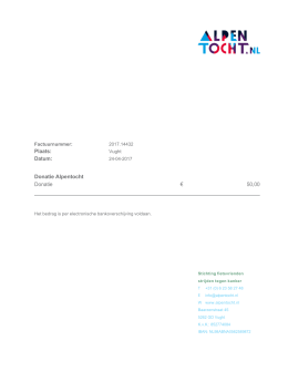 Plaats: Datum: Donatie Alpentocht Donatie &euro; 50,00