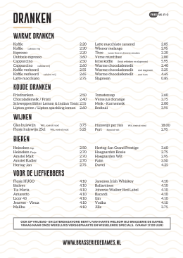 Ons menu - Brasserie De Dames