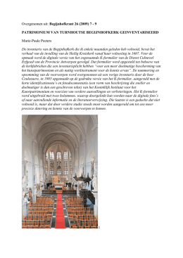 Patrimonium van de Turnhoutse Begijnhofkerk geïnventariseerd