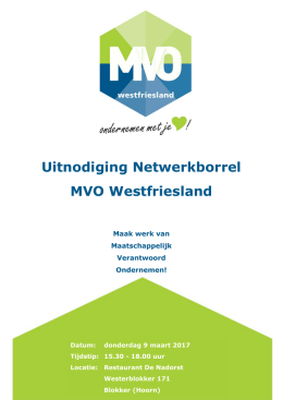 uitnodiging mvo - Westfriese Bedrijvengroep