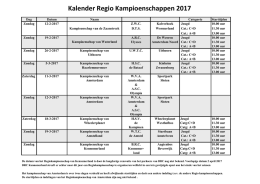 Kalender Regiokampioenschappen 2017