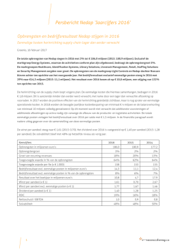 Persbericht Nedap `Jaarcijfers 2016`