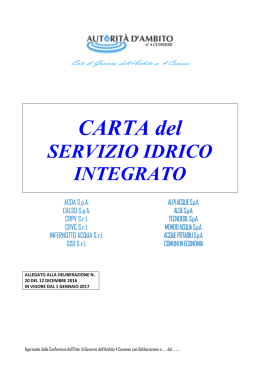 Carta dei servizi 12-12-2016 - Società Intercomunale Servizi Idrici Srl