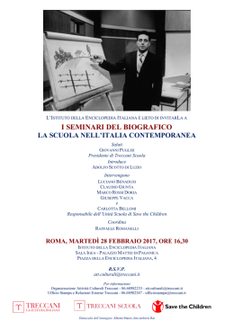 Iniziative Treccani Seminari del Biografico. La scuola nell`Italia