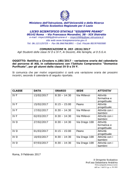n. 203 - Rettifica Calendario ASL -Studenti delle classi IV D e IV F