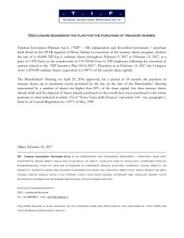 comunicato stampa - Tamburi Investment Partners SpA