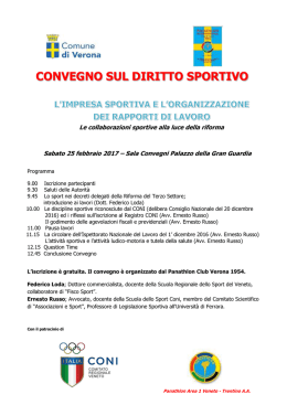 convegno sul diritto sportivo - Ordine degli Avvocati di Verona