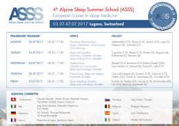 4th Alpine Sleep Summer School (ASSS)