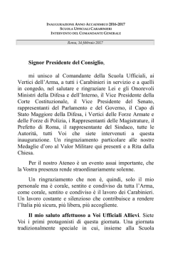 Discorso del Comandante Generale dell`Arma dei Carabinieri Tullio