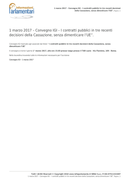 1 marzo 2017 &ndash; Convegno IGI &ndash; I contratti pubblici in tre recenti