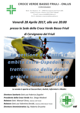 locandina del corso - Croce Verde Basso Friuli
