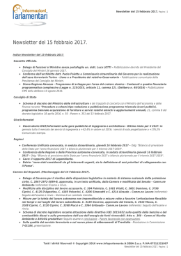 Newsletter del 15 febbraio 2017.