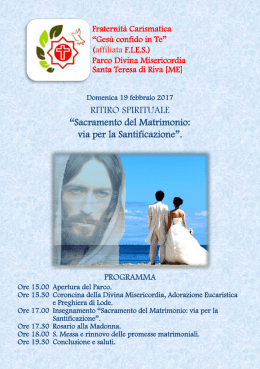 RITIRO SPIRITUALE - Fraternità Carismatica Gesù Confido in Te