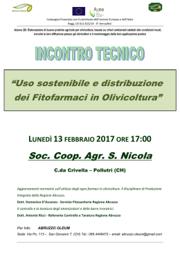 Uso sostenibile fitofarmaci in olivicoltura - Pollutri