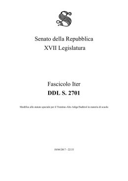 Senato della Repubblica XVII Legislatura Fascicolo Iter DDL S. 2701