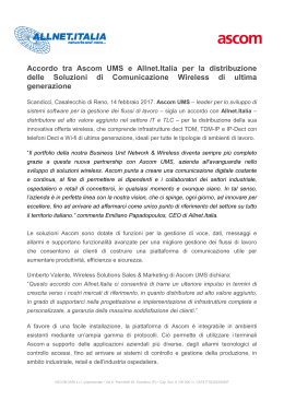 Accordo tra Ascom UMS e Allnet.Italia per la distribuzione delle