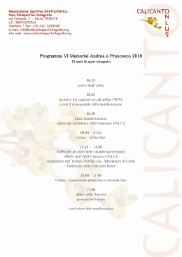 Programma VI Memorial Andrea e Francesco 2016