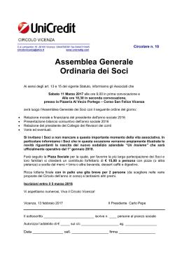 Assemblea Generale Ordinaria dei Soci - Vicenza