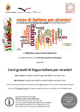 Corsi gratuiti di lingua italiana per stranieri
