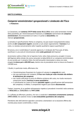 Compensi amministratori sproporzionati e sindacato del Fisco