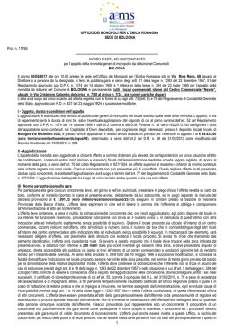 Avviso d`Asta ad unico incanto per l`assegnazione della rivendita