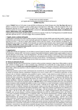 Avviso d`asta ad unico incanto per l`assegnazione della rivendita