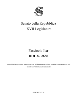 Senato della Repubblica XVII Legislatura Fascicolo Iter DDL S. 2688