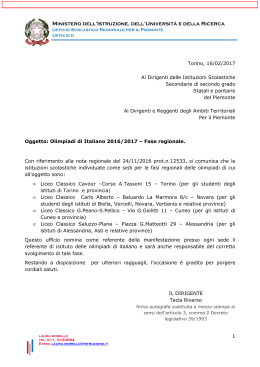 Nota Reg. prot.n. 1455/2017 - Ufficio Scolastico Regionale Piemonte