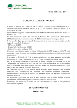Ads - Cassa integrazione guadagni straodinaria - FISTel Veneto
