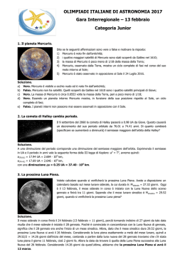 13 febbraio Categoria Junior - Olimpiadi Italiane di Astronomia